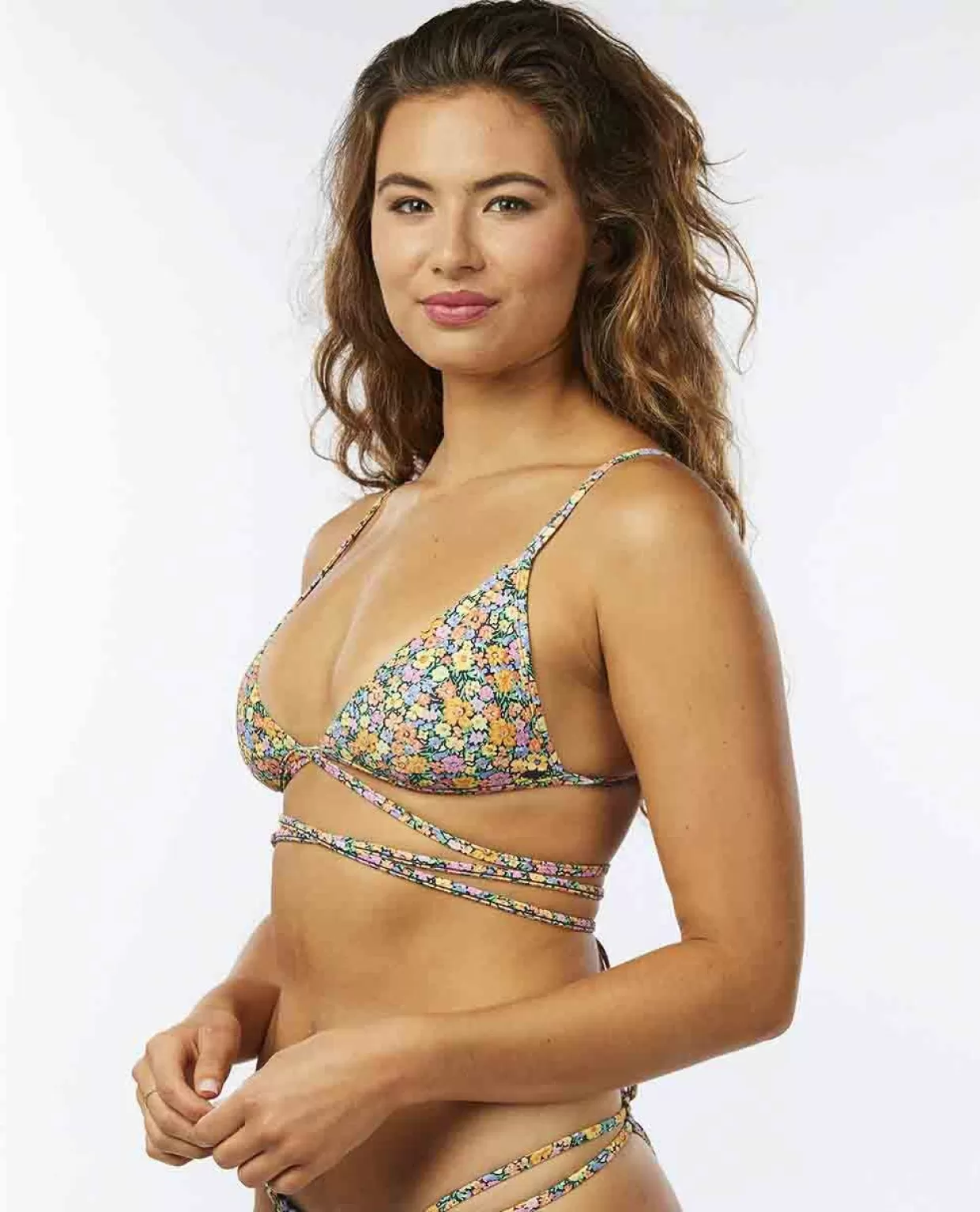 New Afterglow Floral Wrap Triangle Bikini Top Women Bikini Tops