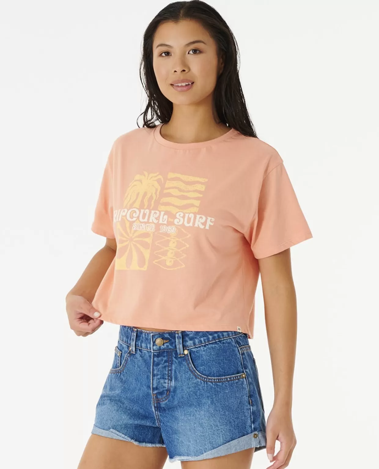 Cheap Always Summer Short Sleeve Crop Tee Women Tees & Tanks