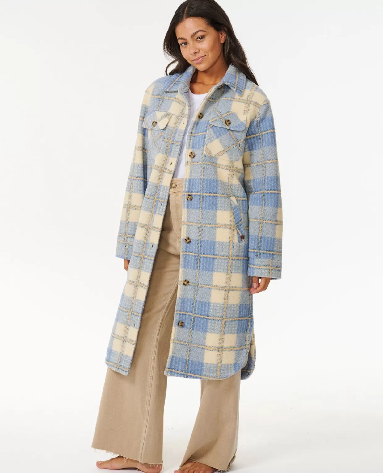 Hot Long Line Check Jacket Women Jackets