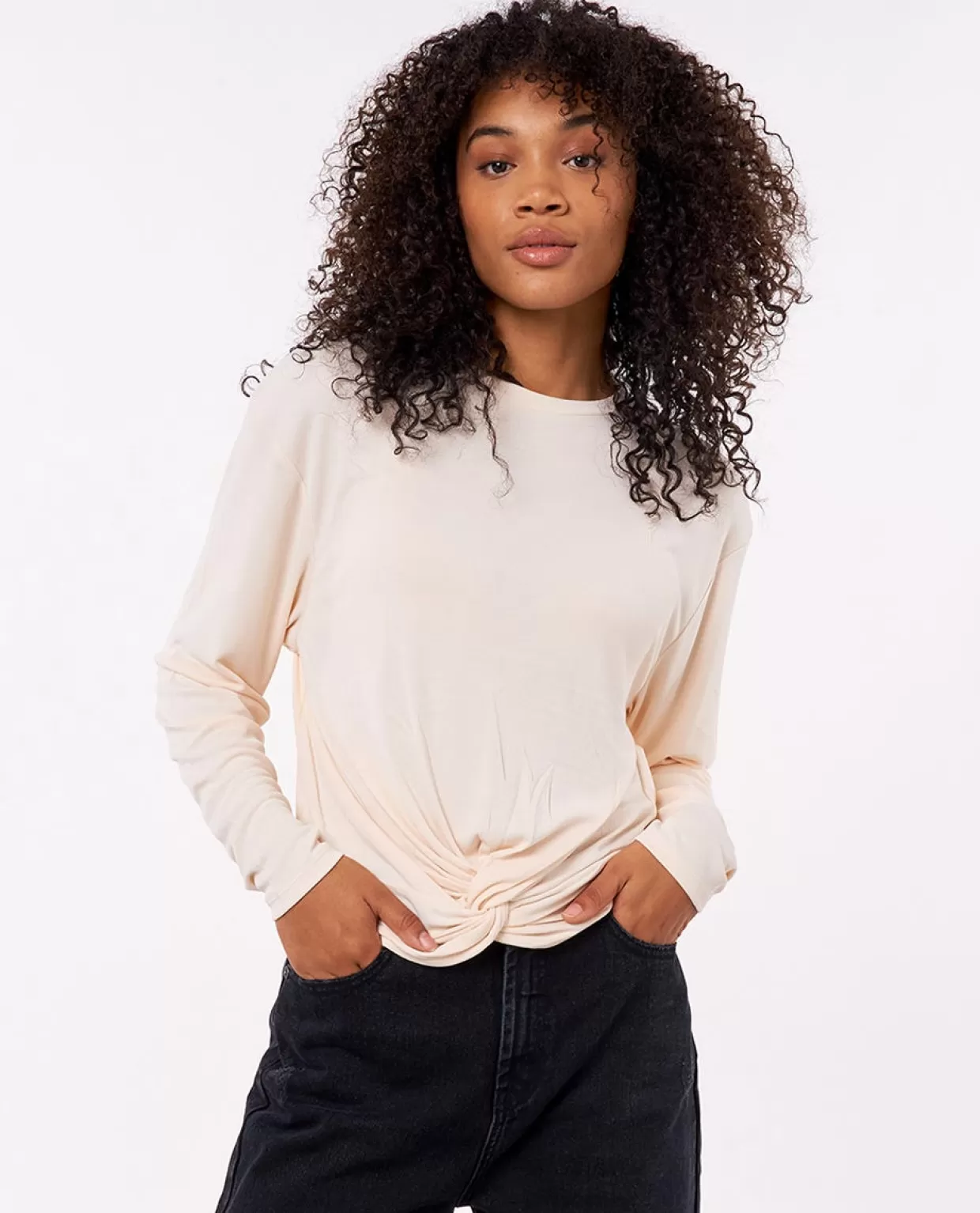 Online Long Sleeve Soft Rib Tee Women Tees & Tanks