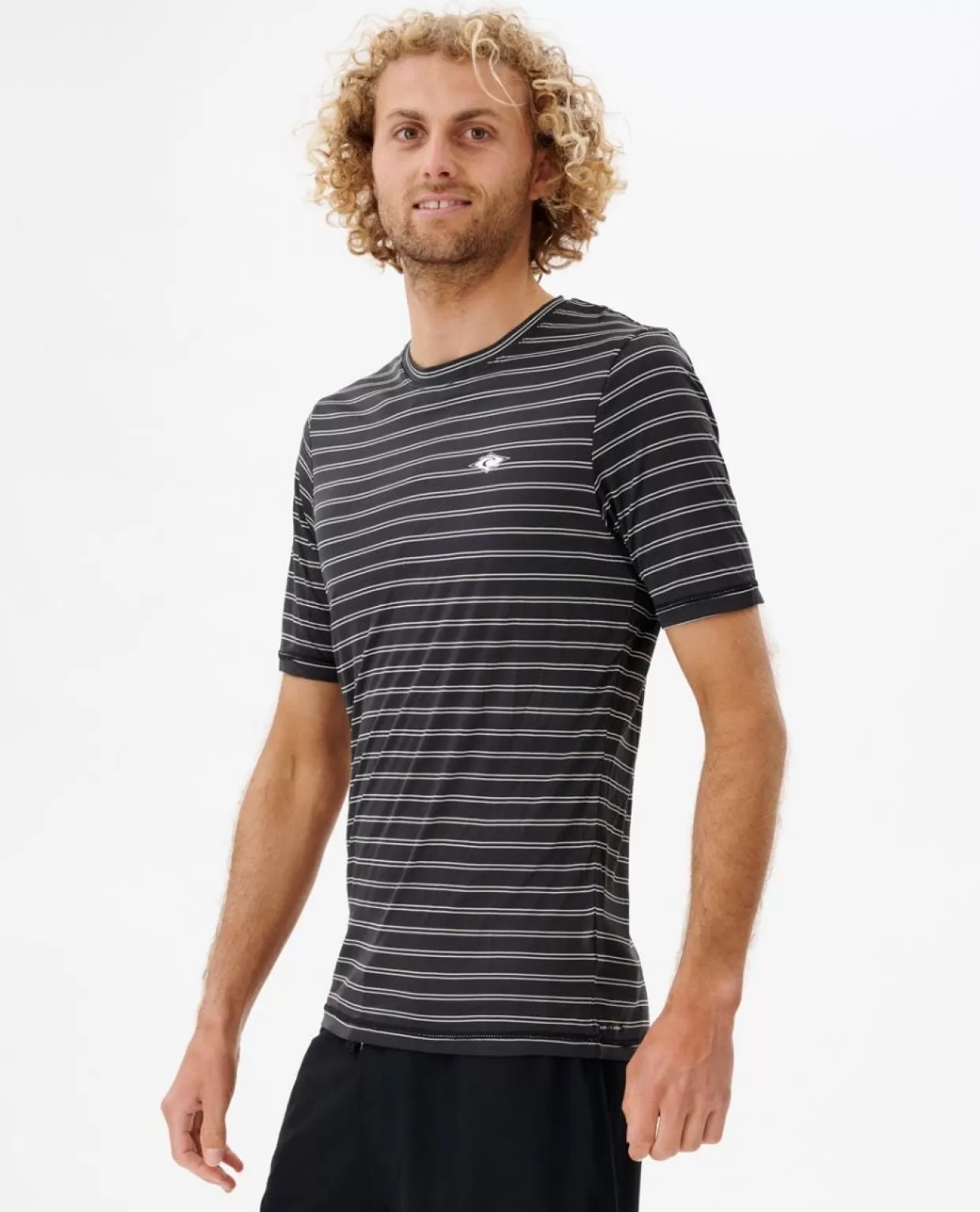 Hot Plain Stripe Short Sleeve UV Tee Rash Vests