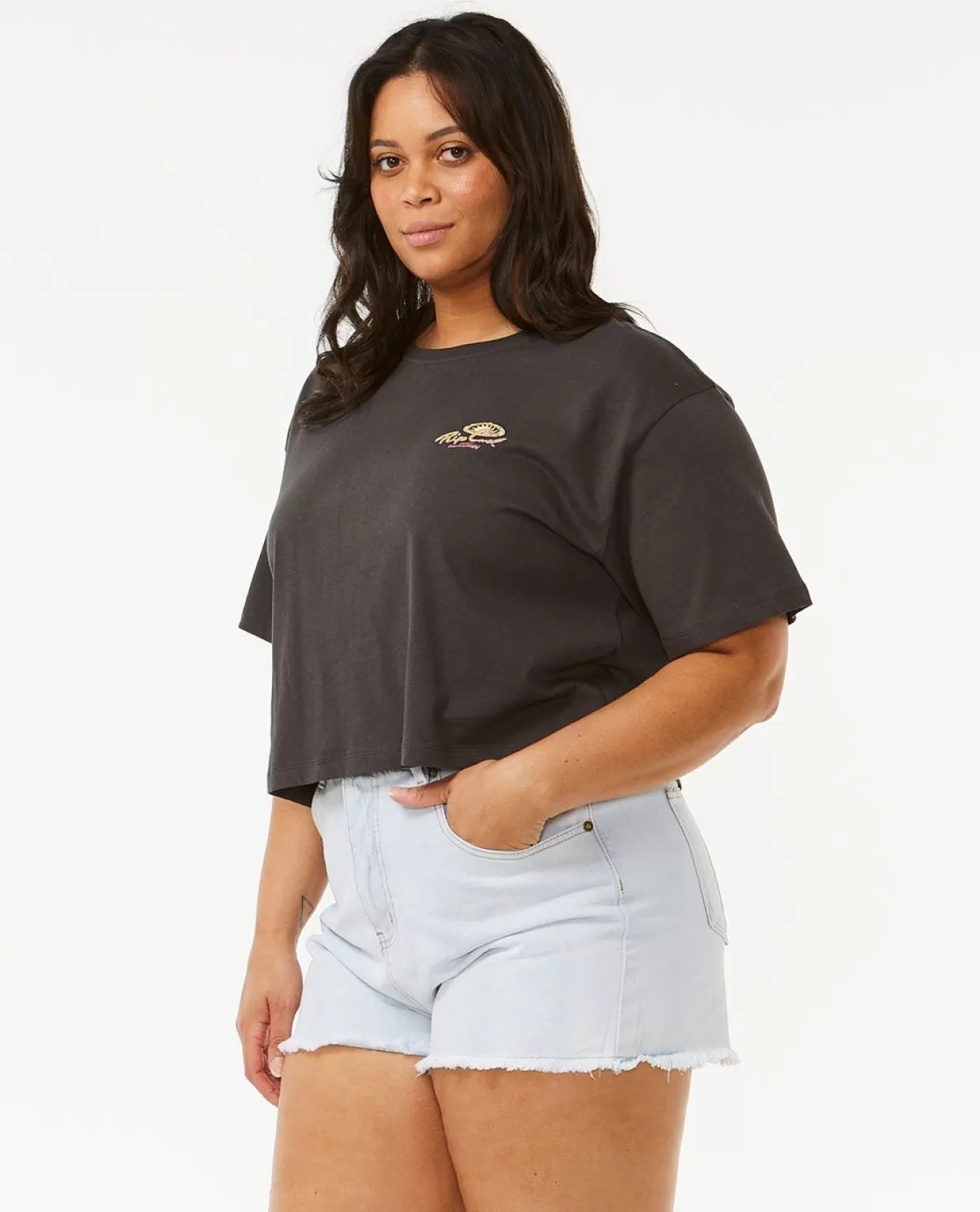 Outlet Rolling Curl Crop Short Sleeve Tee Women Tees & Tanks