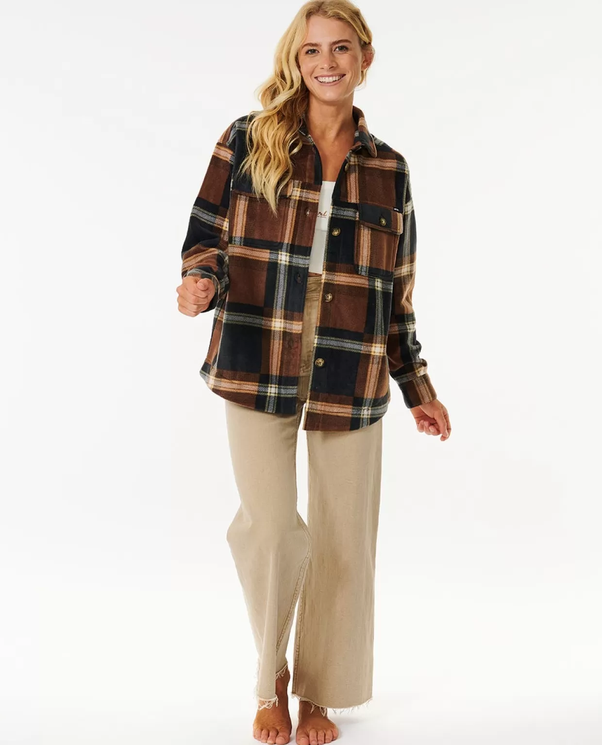 Cheap Sun Club Flannel Shirt Women Shirts & Tops