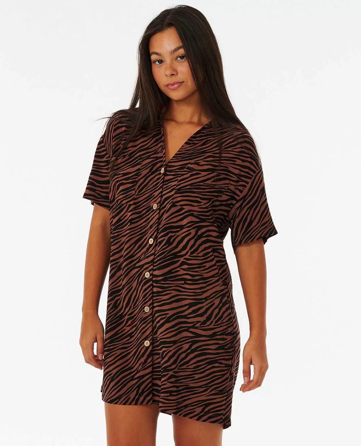 New Sun Club Zebra Buttons Dress Women Dresses & Rompers